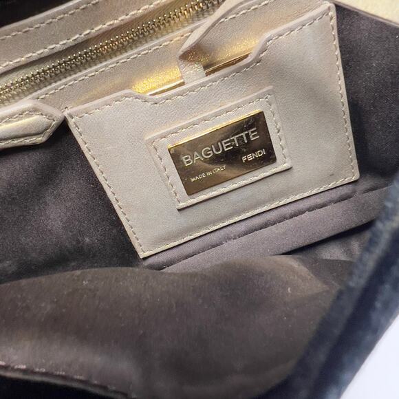 Fendi Black Velvet Gold Tassel Baguette - Picture 2 of 14
